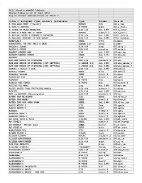 Bill Black's Webabc Library Master Index As of 30 Sept 2014 Key To