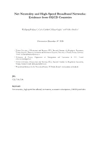 Net Neutrality and High-Speed Broadband Networks: Evidence from OECD Countries