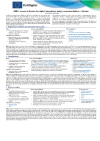 Policy Recommendations Summary