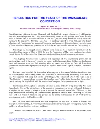 Reflection for the Feast of the Immaculate Conception