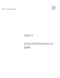 Chapter 4 Context-Free Grammars And