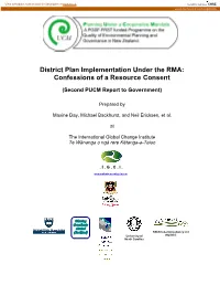 District Plan Implementation Under the RMA: Confessions of a Resource Consent