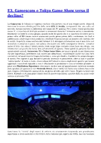 E3, Gamescom E Tokyo Game Show Verso Il Declino?