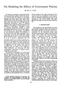 On Modeling the Effects of Government Policies