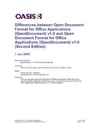 Opendocument) V1.0 and Open Document Format for Office Applications (Opendocument) V1.0 (Second Edition