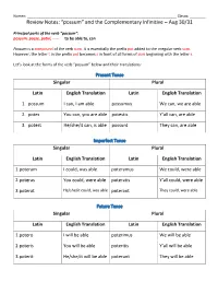 “Possum” and the Complementary Infinitive – Aug 30/31