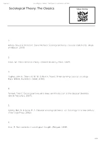 Sociological Theory: the Classics | University of Kent