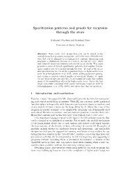 Specification Patterns and Proofs for Recursion Through the Store