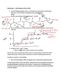 Workshop 1 – Biochemistry (Chem 160)