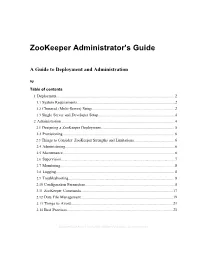 Zookeeper Administrator's Guide