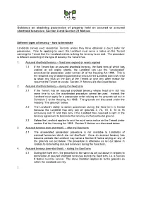 1 Guidance on Obtaining Possession of Property Held on Assured Or