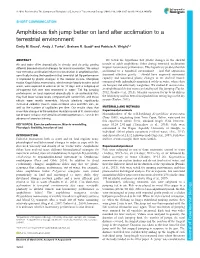 Amphibious Fish Jump Better on Land After Acclimation to a Terrestrial Environment Emily M