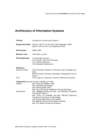Architecture of Information Systems