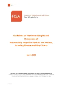 Guidelines on Maximum Weights and Dimensions of Mechanically Propelled Vehicles and Trailers, Including Manoeuvrability Criteria