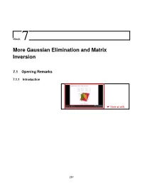 More Gaussian Elimination and Matrix Inversion