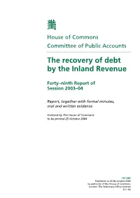 The Recovery of Debt by the Inland Revenue
