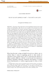 What Is Hate Speech? Part 1: the Myth of Hate