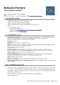 Antonio Ferraro Software Developer / IT Professional