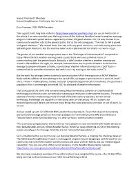 August President's Message Hazard