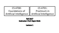 CS 4700: Foundations of Artificial Intelligence