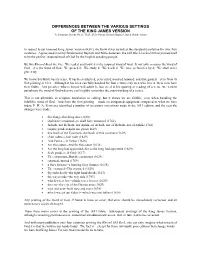 Differences Between the Various Settings of the King James Version N