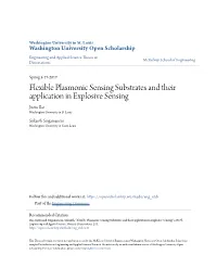 Flexible Plasmonic Sensing Substrates and Their Application in Explosive Sensing Justin Bae Washington University in St Louis