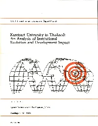 Kasetsart University in Thailand: an Analysis of Institutional Evolution and Developntent Lntpact