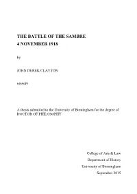 THE BATTLE of the SAMBRE 4 NOVEMBER 1918 By