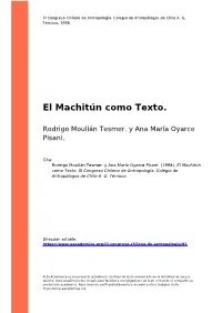 El Machitún Como Texto