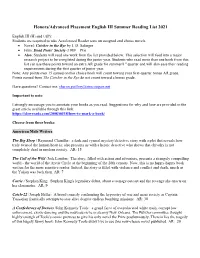 Honors/Advanced Placement English III Reading List 2008-2009