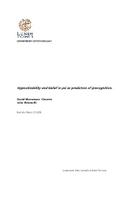 Hypnotizability and Belief in Psi As Predictors of Precognition