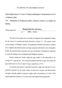 Management of Powder-Post Beetles, Dinoderus Minutus F. in Freshly Cut