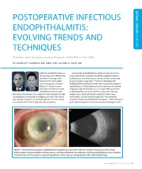 Postoperative Infectious Endophthalmitis: Evolving Trends and Feature Techniques