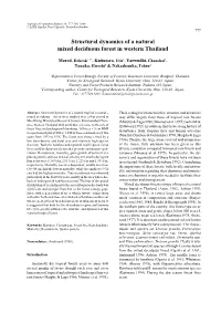 Structural Dynamics of a Natural Mixed Deciduous Forest in Western Thailand