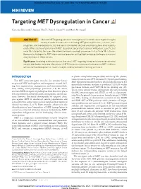 Targeting MET Dysregulation in Cancer