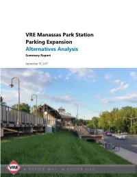VRE Manassas Park Station Parking Expansion Alternatives Analysis Summary Report