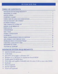 10 for $10 Pak Table of Contents Minimum System Requirements