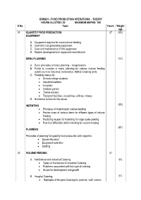 BHM201 - FOOD PRODUCTION OPERATIONS – THEORY HOURS ALLOTED: 30 MAXIMUM MARKS: 100 S.No