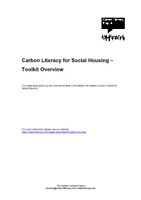 Carbon Literacy for Social Housing – Toolkit Overview