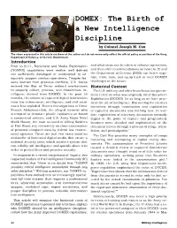 DOMEX: the Birth of a New Intelligence Discipline by Colonel Joseph M
