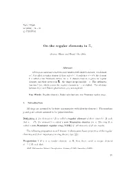 On the Regular Elements in Zn