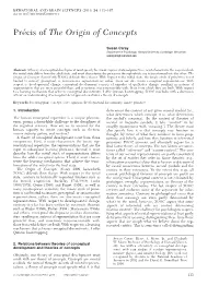 Pre´Cis of the Origin of Concepts