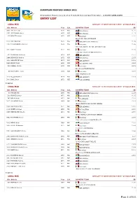 ENTRY LIST Page 1 Of