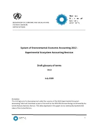 Experimental Ecosystem Accounting Revision Draft Glossary of Terms