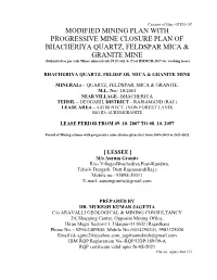Modified Mining Plan with Progressive Mine Closure