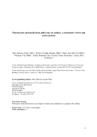 Pharmacists and Medication Adherence in Asthma: a Systematic Review and Meta-Analysis