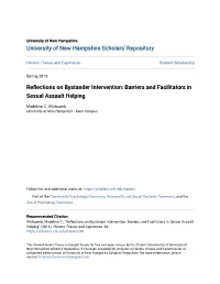 Reflections on Bystander Intervention: Barriers and Facilitators in Sexual Assault Helping