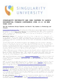 Singularity University and Cnbc Partner to Launch