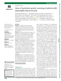 Value of Systematic Genetic Screening of Patients with Amyotrophic Lateral