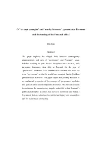Of 'Strange Synergies' and 'Murky Ferments': Governance Discourse and the Taming of the Foucault Effect